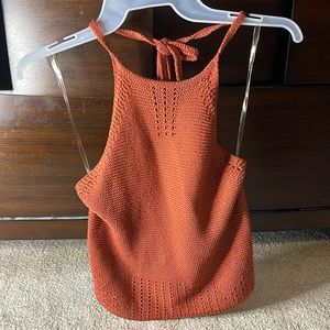 Burn orange crochet halter top in size small